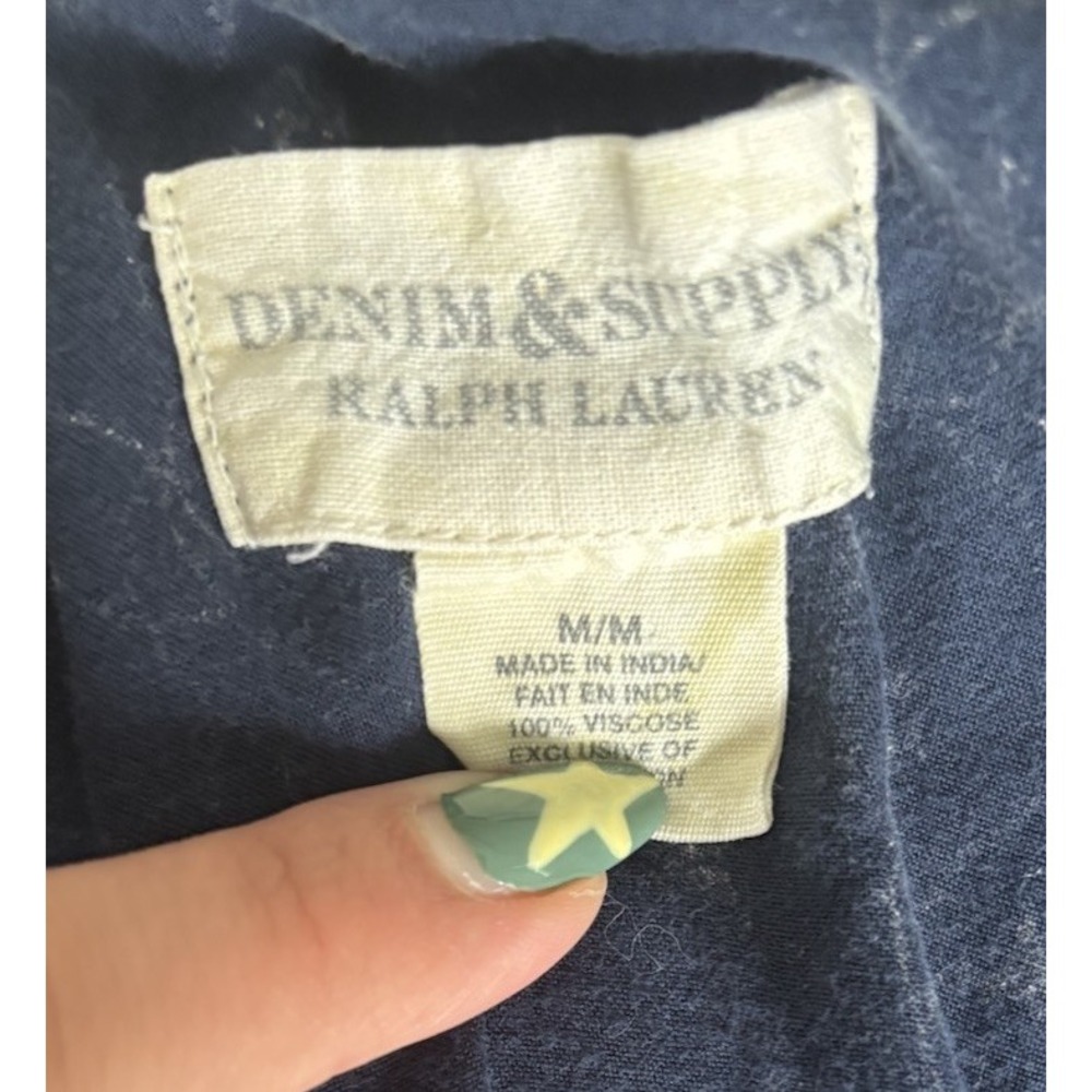 Denim & Supply Ralph Lauren Navy Floral Button Front Babydoll Swing Mini Dress M - Picture 4 of 8